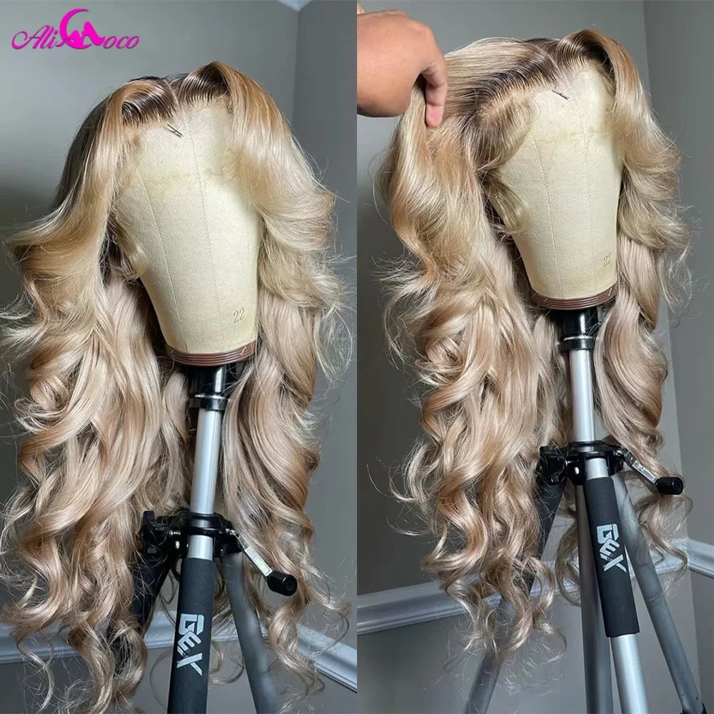 Ash Blonde Wigs Human Hair 13x4 13x6 Lace Front Wig 200 Density Straight Body Wave Glueless Human Hair Drawstring Wig for Women The Hair Plug