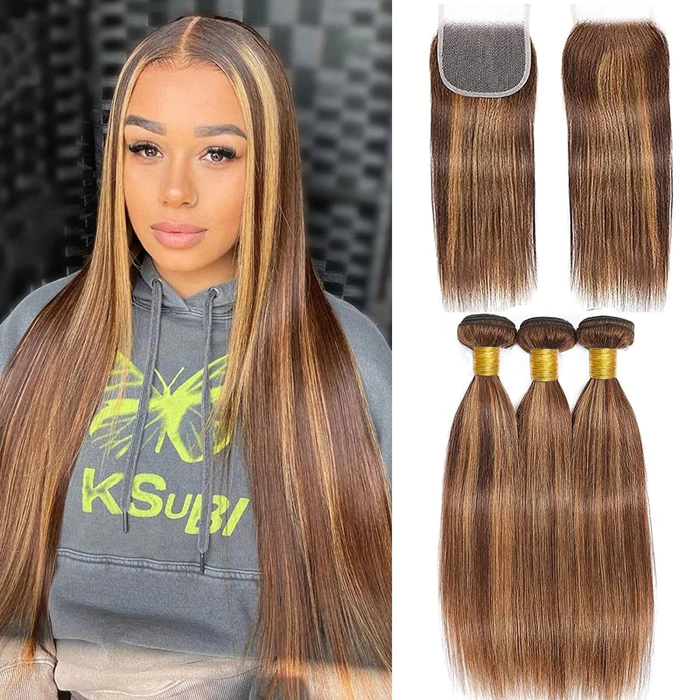 Human Hair Bundles with Closure 12A Straight Bundles Human Hair With Closure 100% Unprocessed Burmese Virgin Raw Hair Bundles The Hair Plug