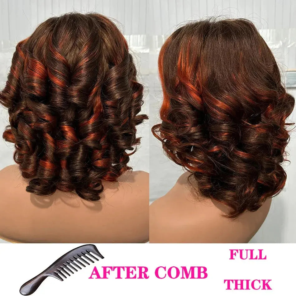 100% Human Hair | Highlight | Vietnamese | Bob | Bouncy | Loose | Curly | HD Lace Closure | Glueless Wigs | Human Hair | Ready To Wear Luxegan