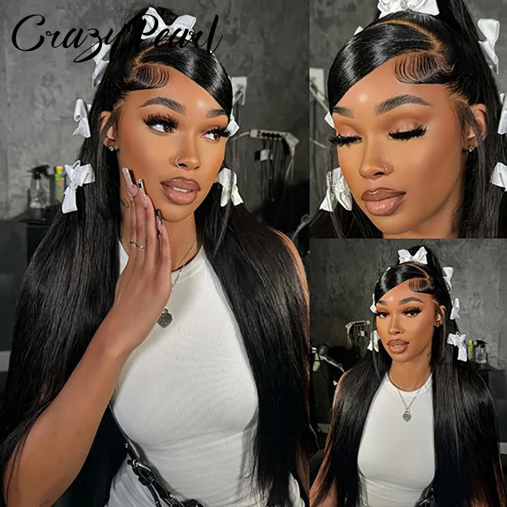 Human Hair Bundles with Frontal Straight Weave Human Hair with 13X4 HD Lace Frontal Closure Unprocessed Brazilian Virgin Hair The Hair Plug
