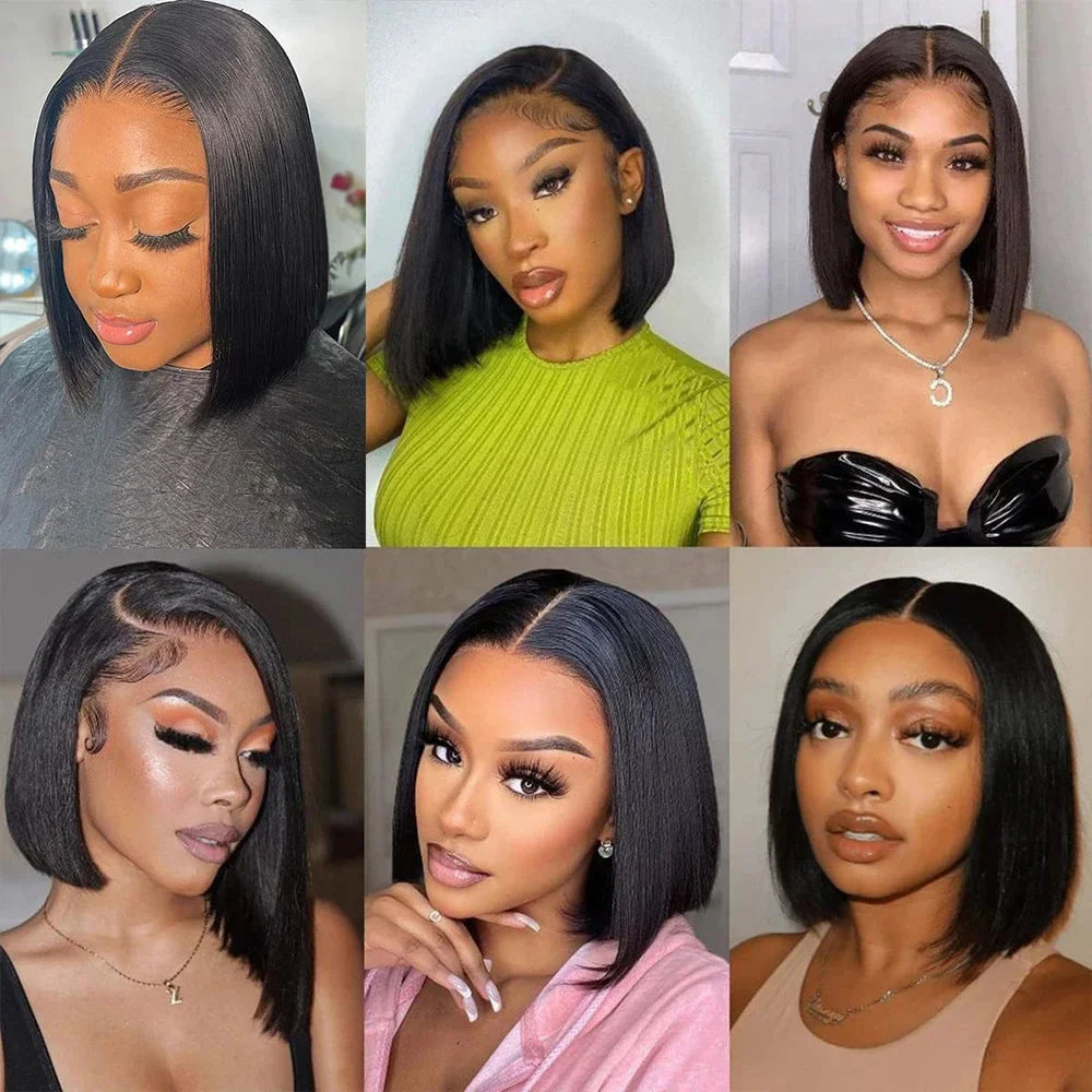 10-16 inch Short Straight Bob Wig | Brazilian Remy Human Hair | 13x4 Lace Frontal | Natural Looking | Ready to Wear Luxegan