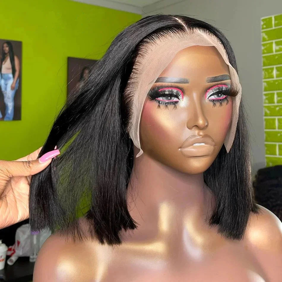 10-16 inch Short Straight Bob Wig | Brazilian Remy Human Hair | 13x4 Lace Frontal | Natural Looking | Ready to Wear Luxegan