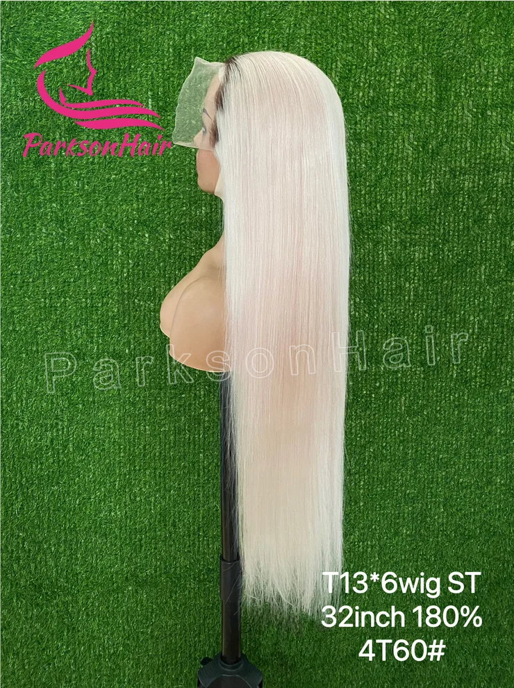 Blonde Colored Human Hair Wig 13x6 13x4 Transparent Lace Front Wig For Women PrePlucked Blonde Human Hair Wig With Dark Root The Hair Plug