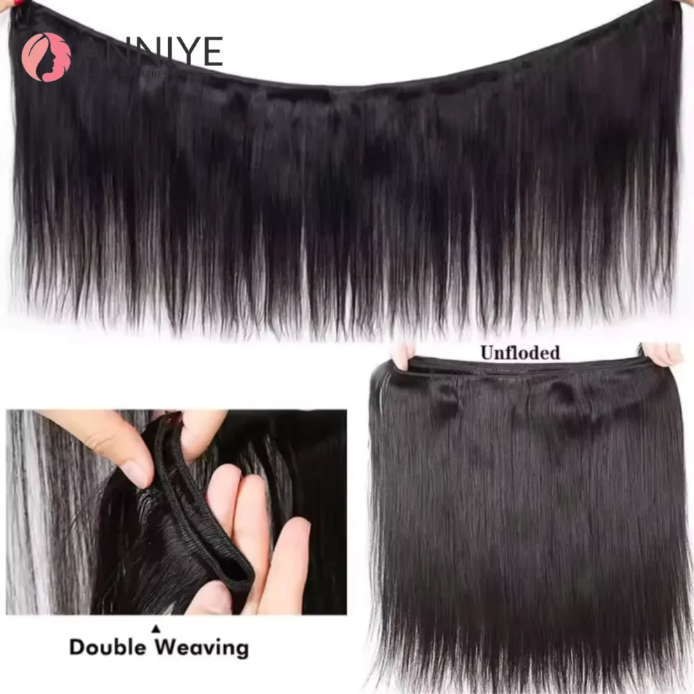 Straight Bundles Human Hair Brazilian Human Hair Bundles Remy Extensions 1/3/4 Bundle Raw Hair Extensions Wholesale Long Hair The Hair Plug