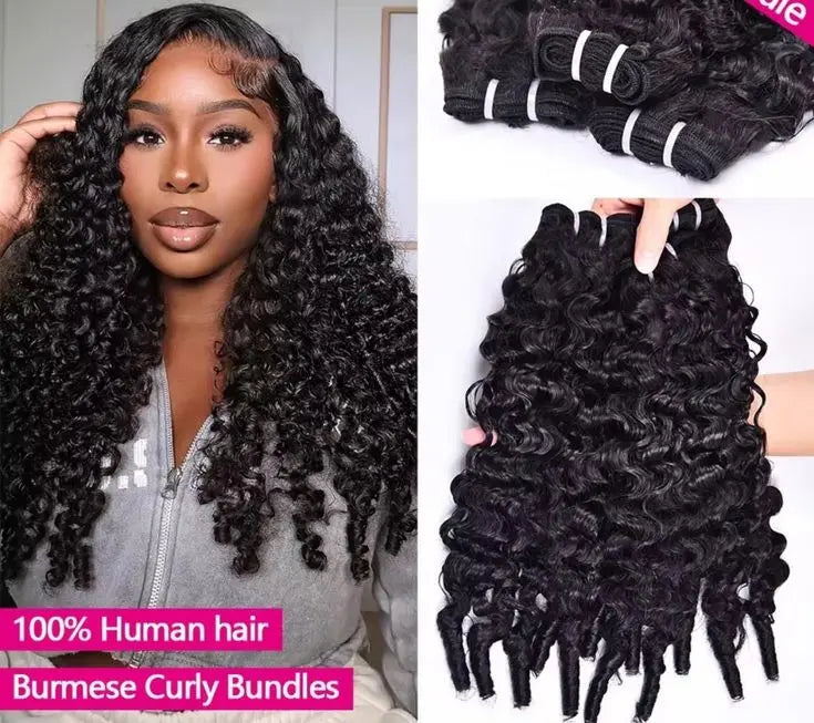 Sleek BURMESE CURLY Human Hair Bundles For Women 30 Inch Natural Black Single Bundles Burmese Curly Bundles Human Hair The Hair Plug
