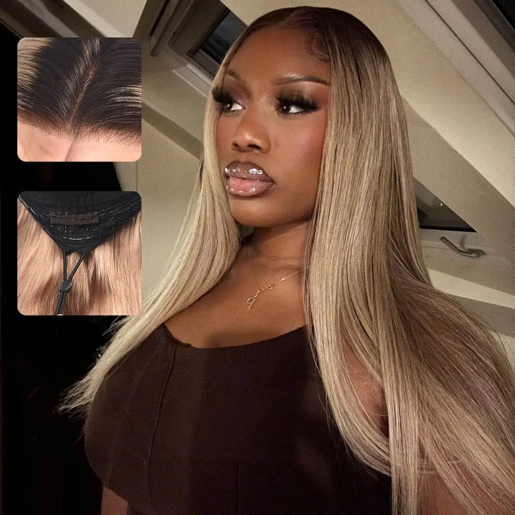 Ash Blonde Wigs Human Hair 13x4 13x6 Lace Front Wig 200 Density Straight Body Wave Glueless Human Hair Drawstring Wig for Women The Hair Plug