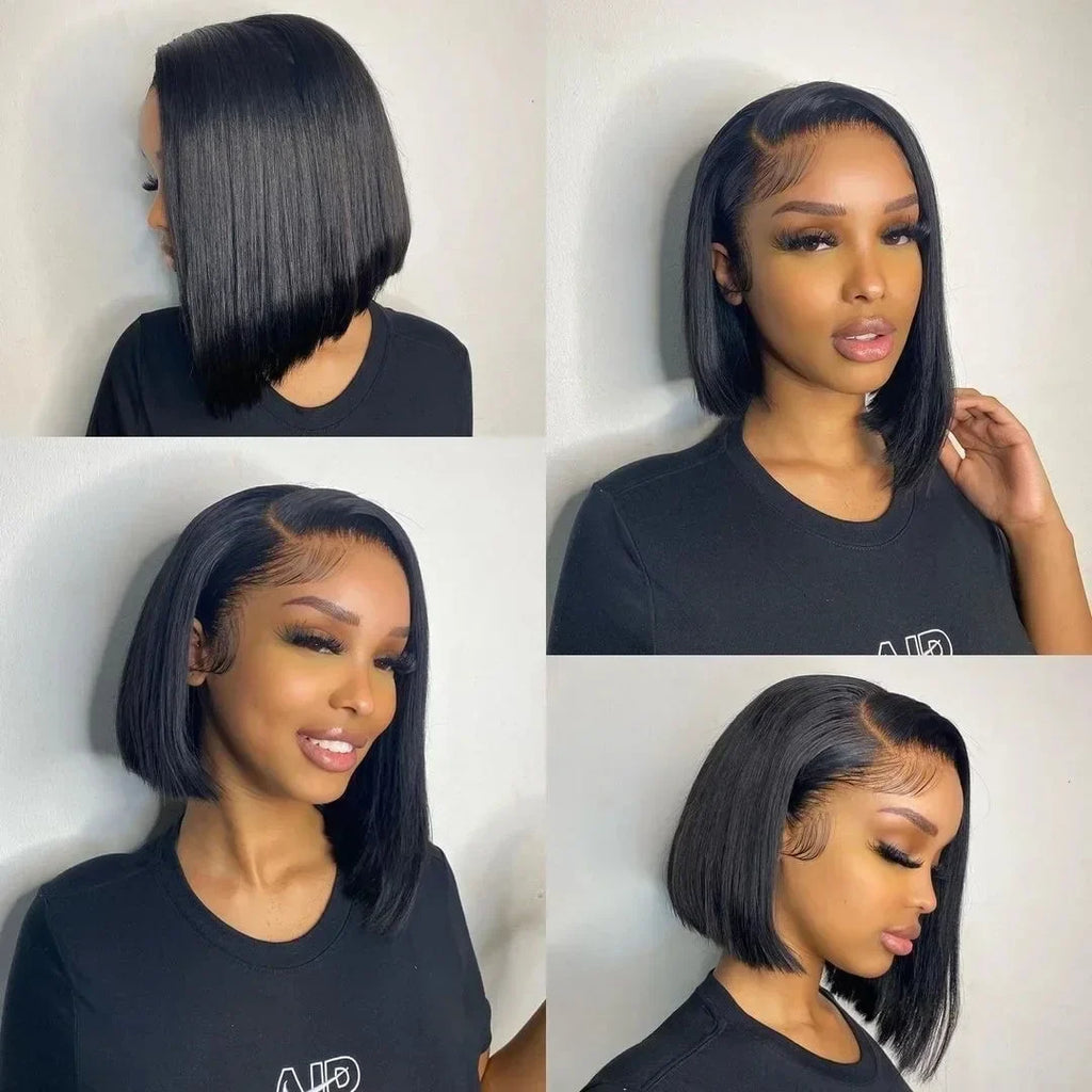10-16 inch Short Straight Bob Wig | Brazilian Remy Human Hair | 13x4 Lace Frontal | Natural Looking | Ready to Wear Luxegan