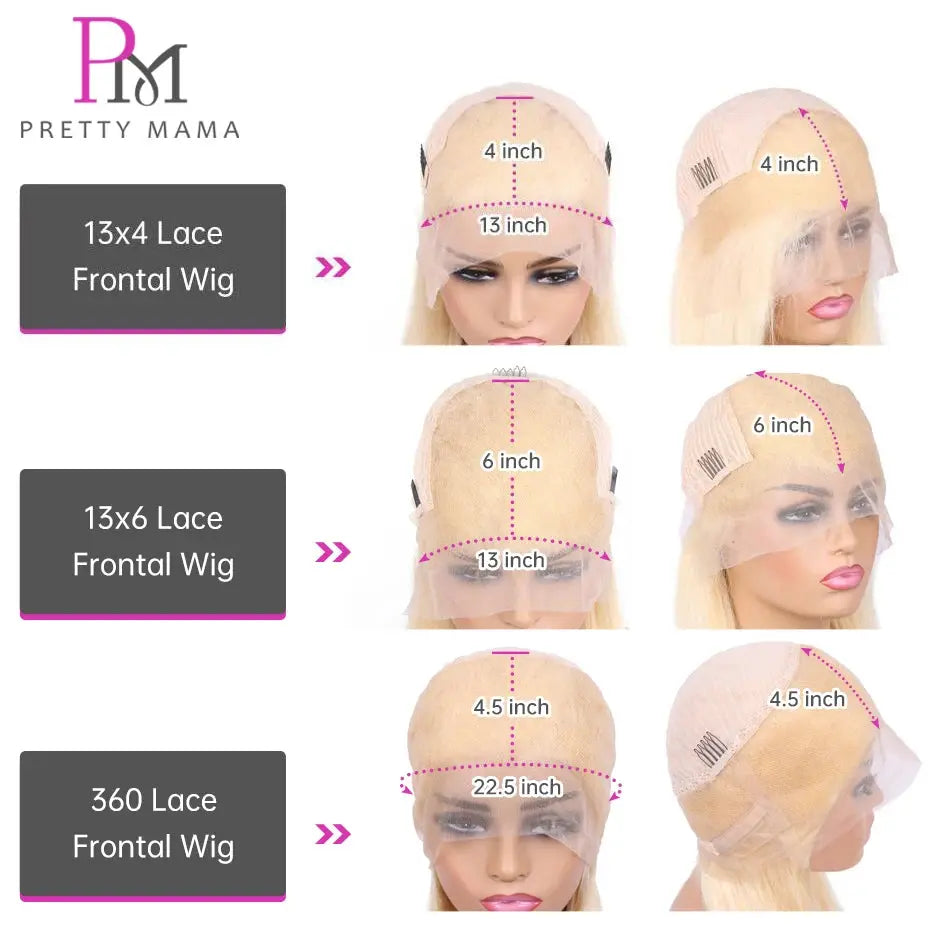 200 Density 360 Lace Front Wig Human Hair Brazilian Straight 613 Honey Blonde Wig Human Hair 13x6 13x4 Lace Frontal Wigs 38 Inch PRETTY MAMA Official Store