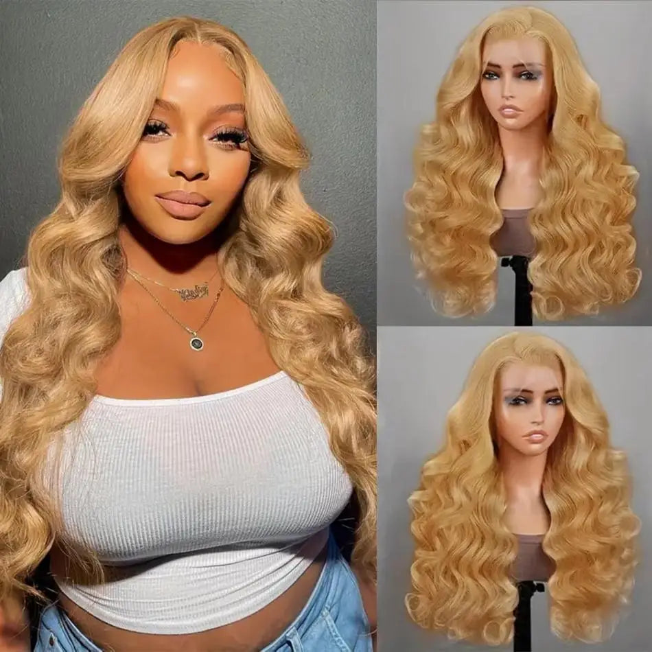 Honey Blonde Human Hair Wig Body Wave 13X4 Lace Front Colored #27 Wigs 13X6 Lace Frontal For Women Preplucked Brazilian Wig The Hair Plug