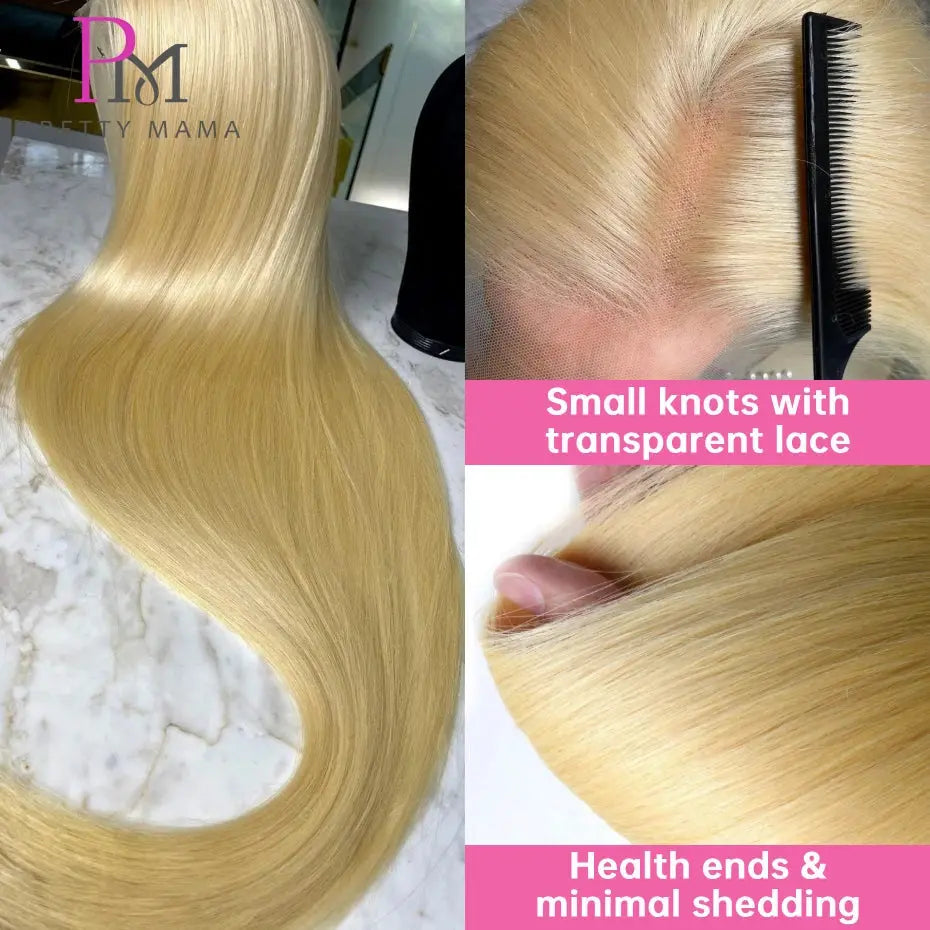 200 Density 360 Lace Front Wig Human Hair Brazilian Straight 613 Honey Blonde Wig Human Hair 13x6 13x4 Lace Frontal Wigs 38 Inch PRETTY MAMA Official Store