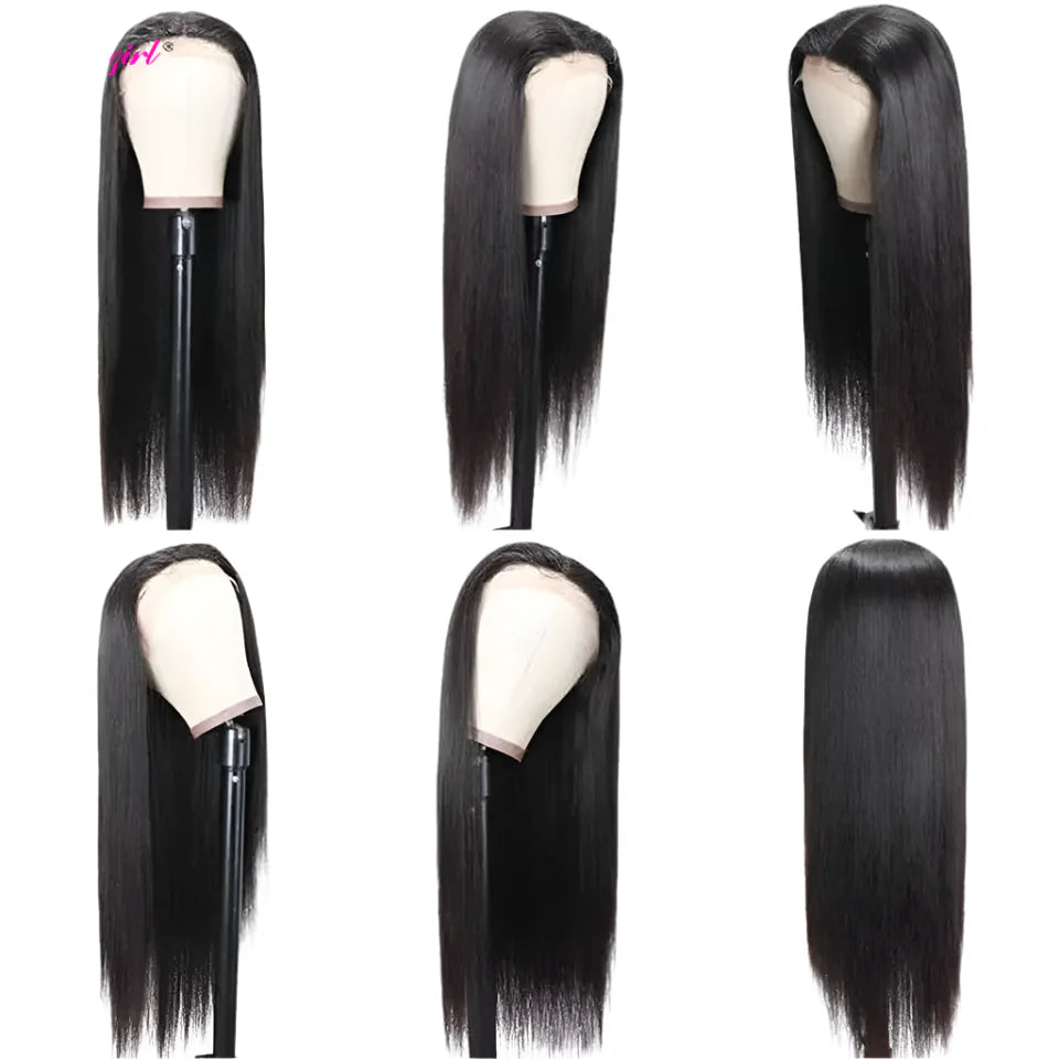 13x6 Lace Frontal Human Hair Wig | Straight Brazilian Remy Hair | Natural Black | 150%/180% Density | Pre-Plucked Luxegan