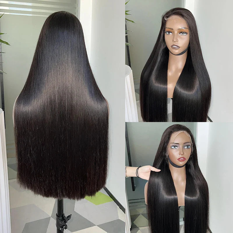 250% Density HD Lace Frontal Wig | Super Double Drawn Straight Virgin Human Hair | Natural Black Luxegan