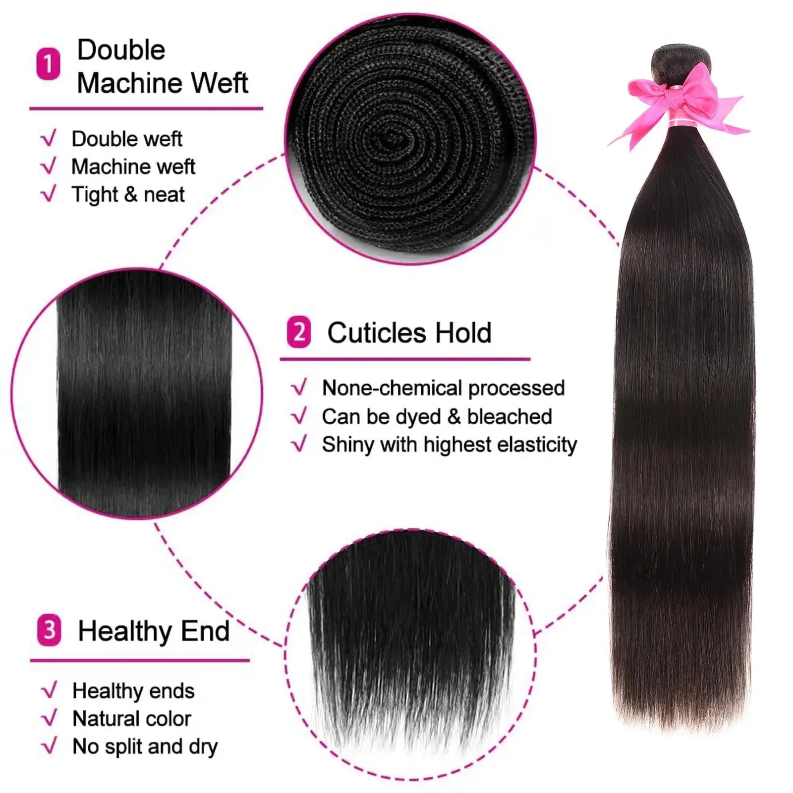 Straight Human Hair Bundle Raw Hair 30 34 Inch Bundles Double Drawn Brazilian Virgin Human Hair Extension 1/3/4 Bundles The Hair Plug