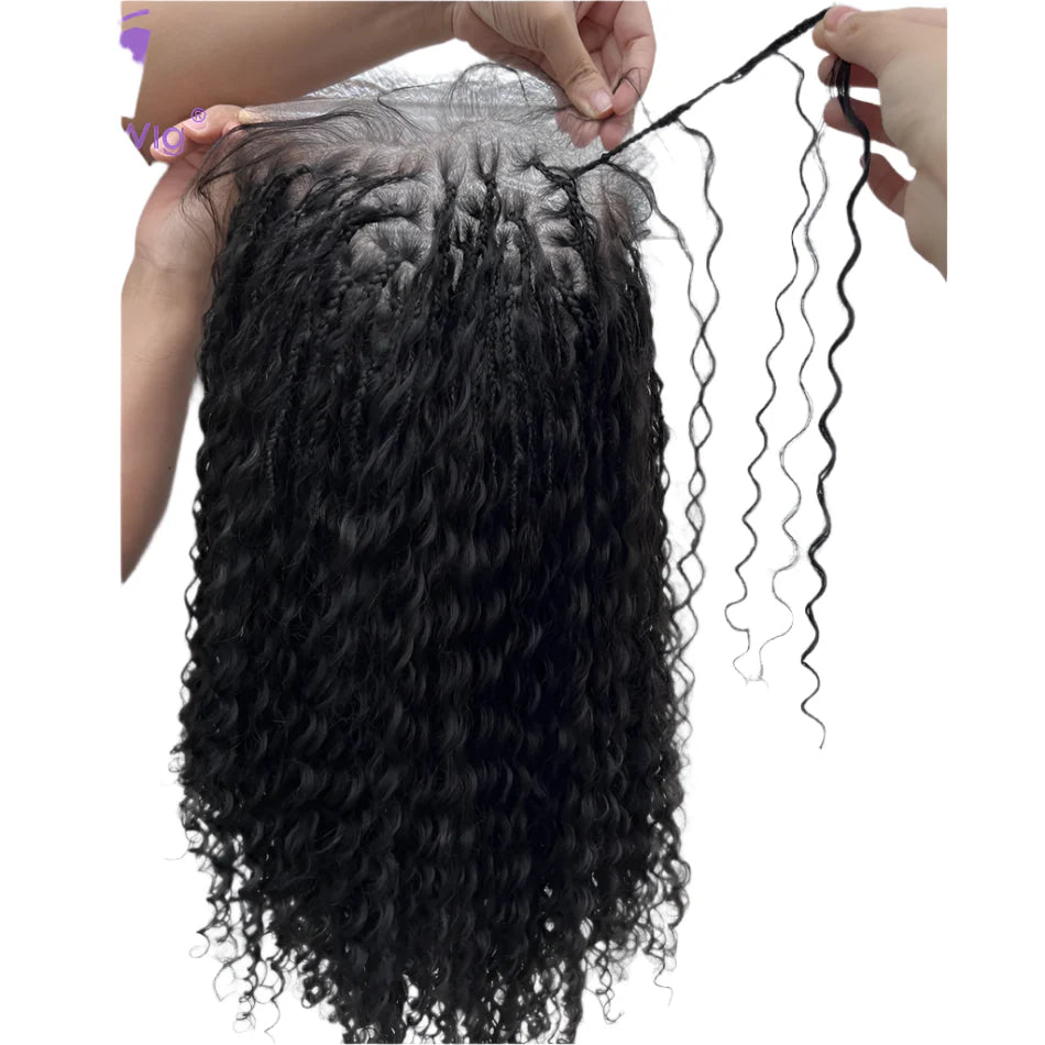 26"+ Boho Knotless Braids Ponytail Wig | HD Full Lace | Human Hair | 300% Density | Baby Hair Luxegan