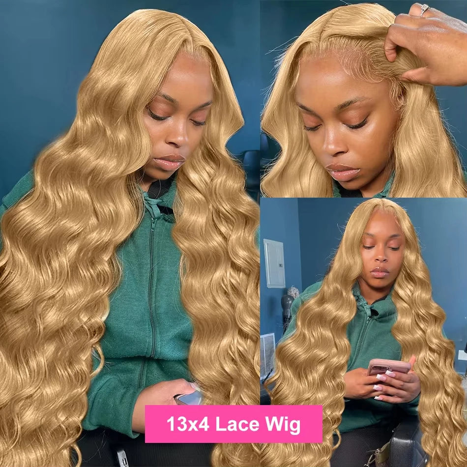 Honey Blonde Human Hair Wig Body Wave 13X4 Lace Front Colored #27 Wigs 13X6 Lace Frontal For Women Preplucked Brazilian Wig The Hair Plug