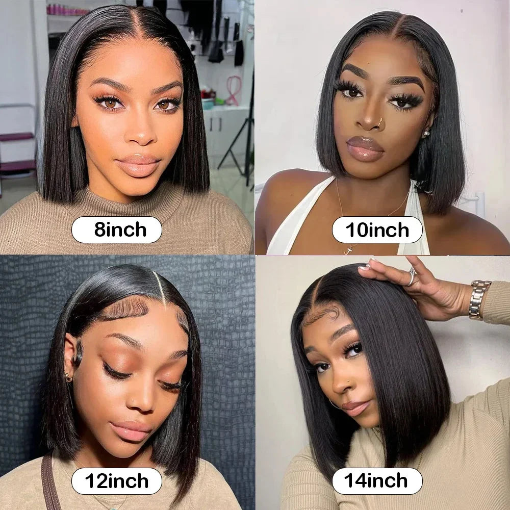 10-16 inch Short Straight Bob Wig | Brazilian Remy Human Hair | 13x4 Lace Frontal | Natural Looking | Ready to Wear Luxegan
