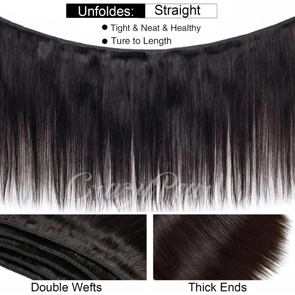 Human Hair Bundles with Frontal Straight Weave Human Hair with 13X4 HD Lace Frontal Closure Unprocessed Brazilian Virgin Hair The Hair Plug