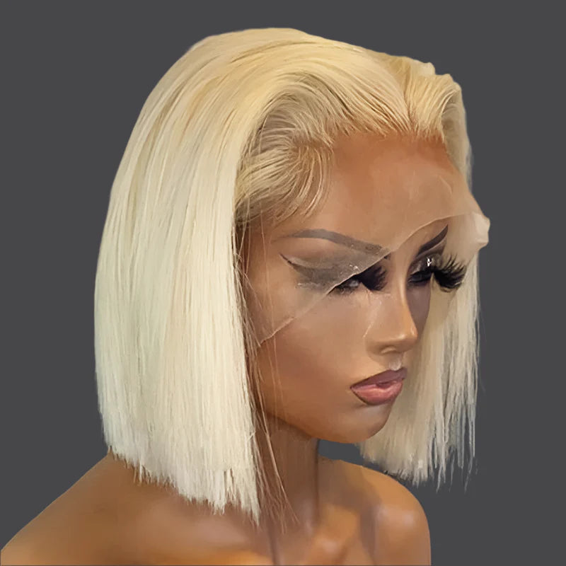 613 Honey Blonde Bob Lace Front Human Hair Wigs 13x4 Remy Brazilian Straight Short Bob 10 14 Inch Luxegan
