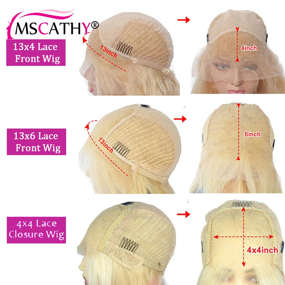 13x6 Blonde Ombre Human Hair Wigs For Women Short Straight Bob Lace Front Wig With Roots 13x4 HD Transparent Lace Remy Hair Wig The Hair Plug