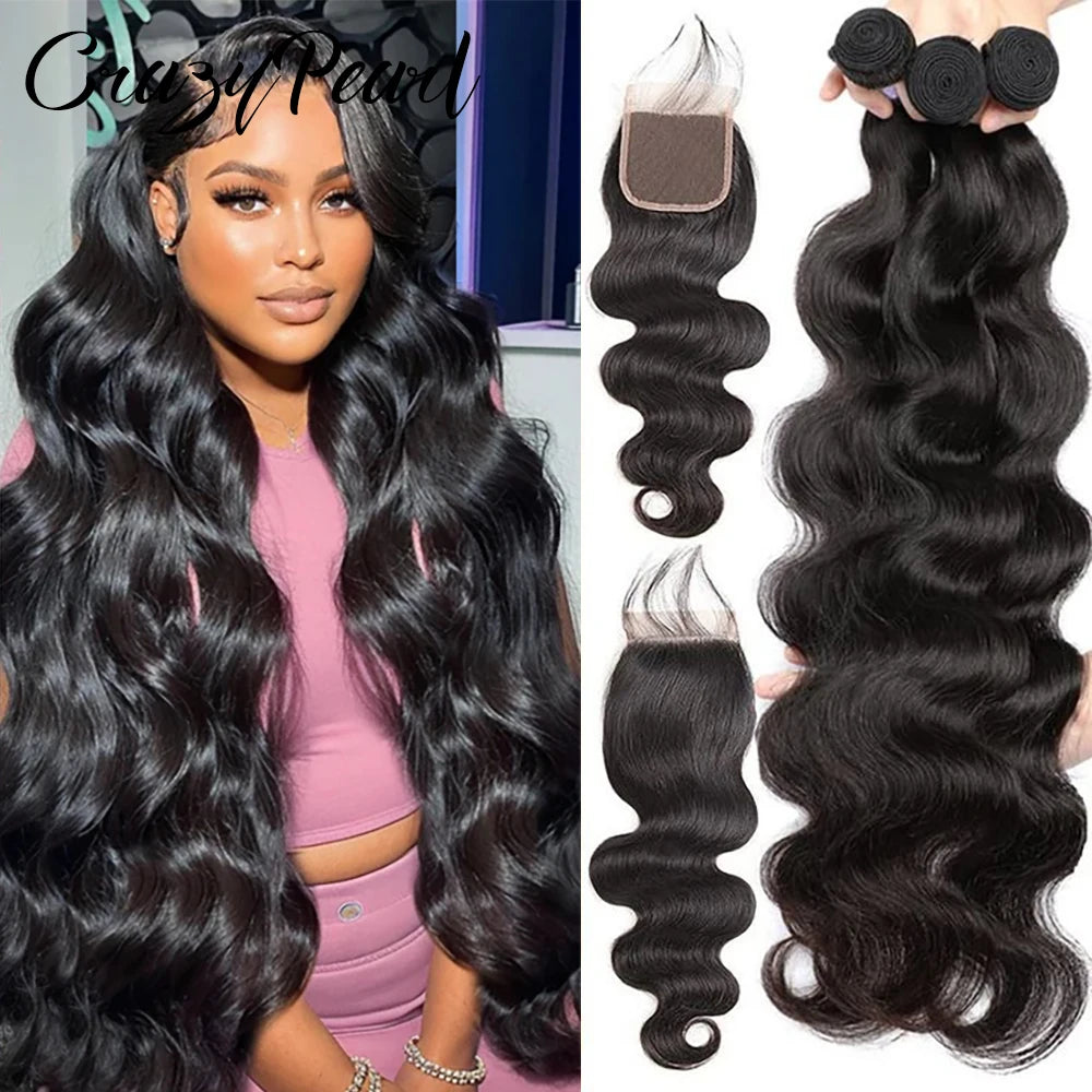 Human Hair Bundles with Frontal Straight Weave Human Hair with 13X4 HD Lace Frontal Closure Unprocessed Brazilian Virgin Hair The Hair Plug
