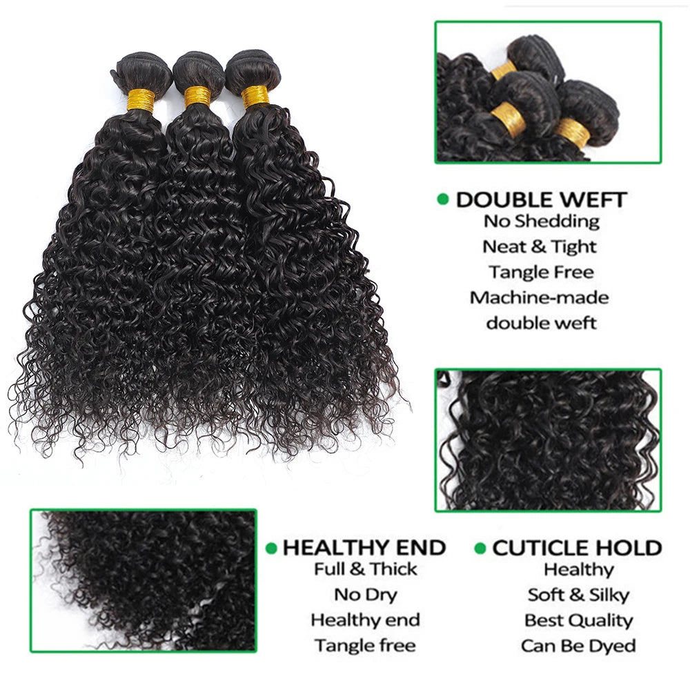 Curly Human Hair 3 Bundles 12 14 16 inch 100% Unprocessed Brazilian Curly Hair Bundles Soft Remy Hair The Hair Plug