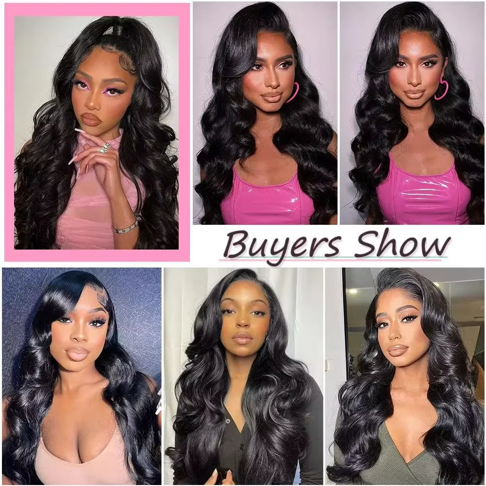 32 Inch Raw 100% Human Hair Bundles with Frontal Body Wave Human Hair Natural Black Raw Hair Bundles and Frontal For Extensions The Hair Plug