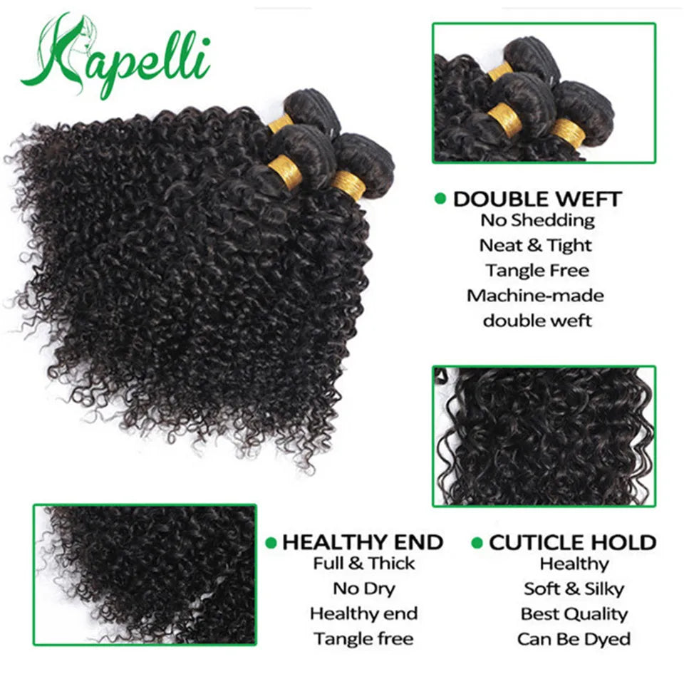 Curly Human Hair 3 Bundles 12 14 16 inch 100% Unprocessed Brazilian Curly Hair Bundles Soft Remy Hair The Hair Plug