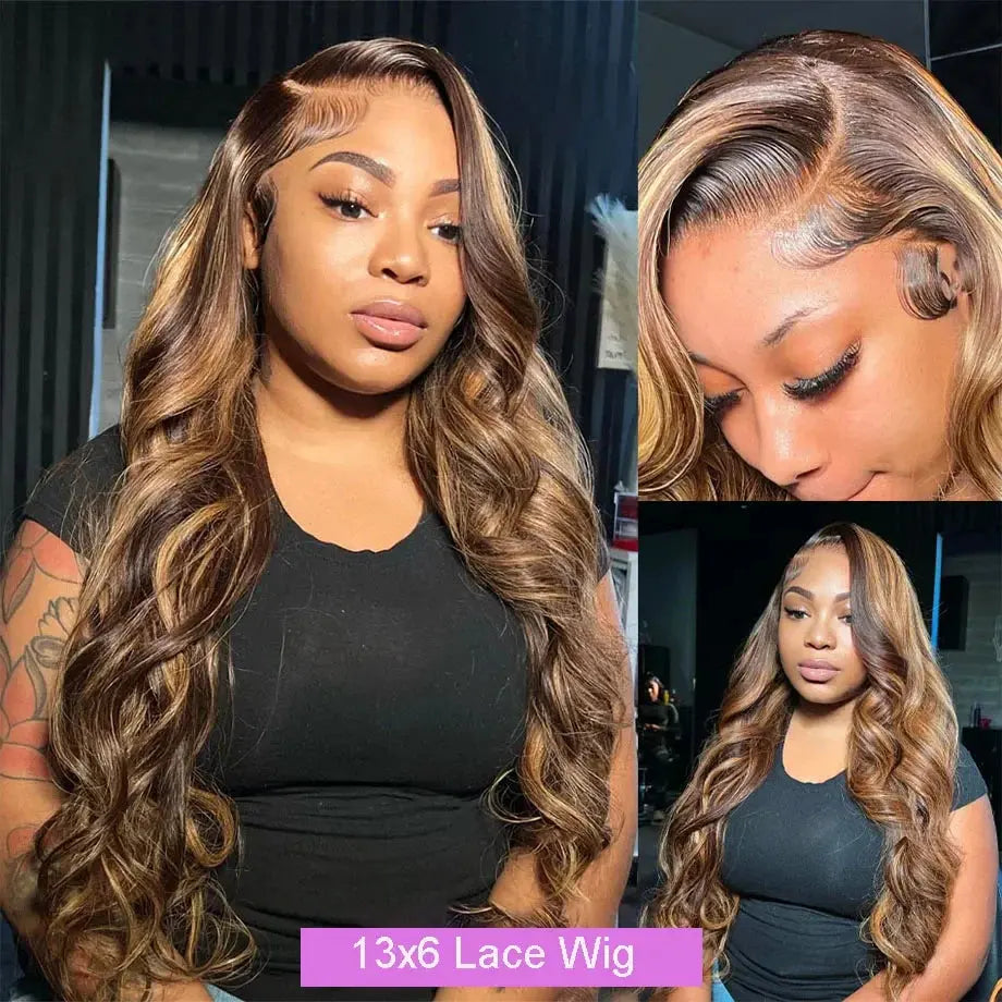 Body Wave Highlight Wig 100% Human Hair Wigs 13x6 HD Lace Frontal Wig Honey Blonde 13x4 HD Lace Front Human Hair Wigs For Women Sunya Hair Store
