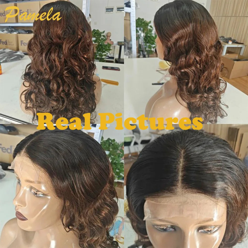 Blonde Wig Ombre Brown Colored Human Hair Wig 250 Density Loose Deep Wave Lace Frontal Glueless Wigs Human Hair Ready To Wear The Hair Plug