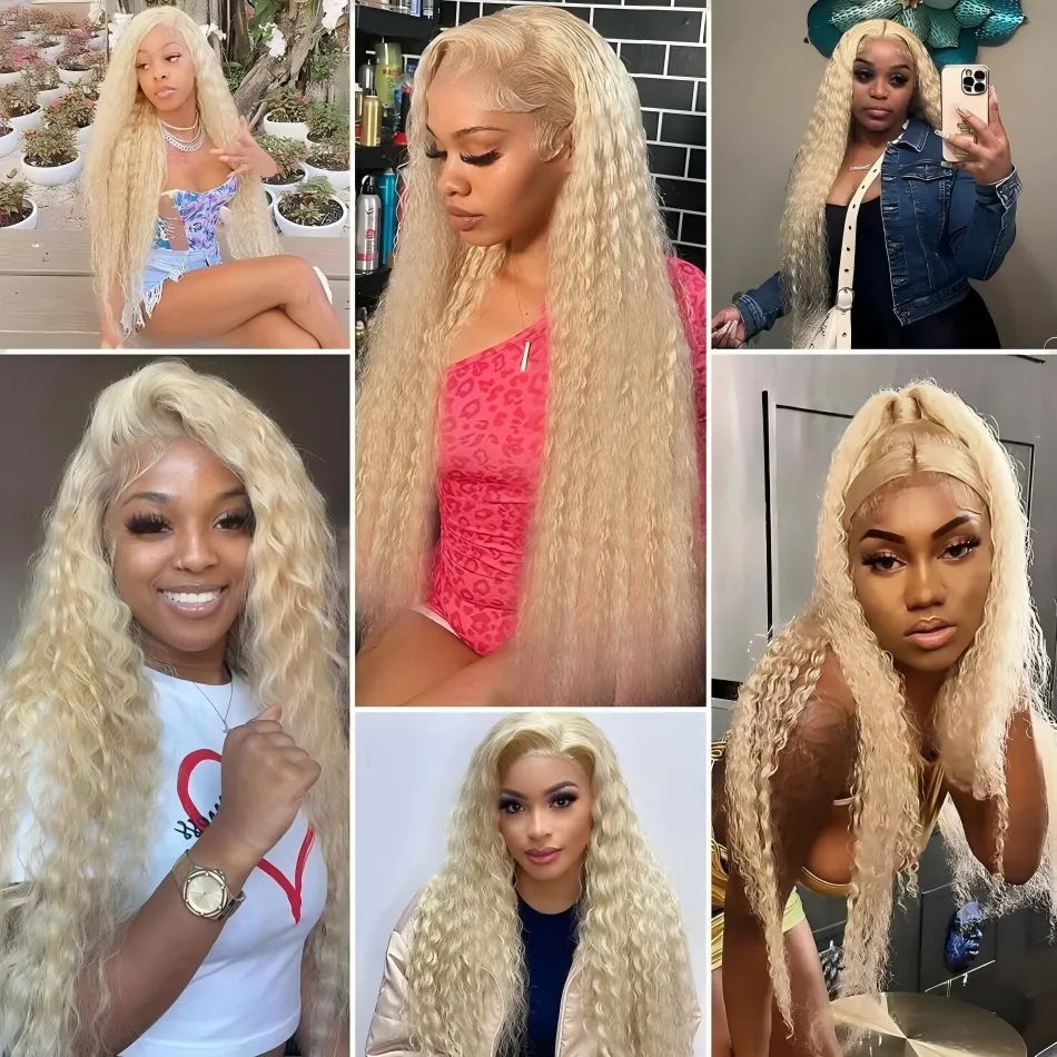Blonde Wig Human Hair Deep Wave 13x6 Hd Lace Frontal Wig 250 Density Brazilian Front Wigs Pre Plucked 613 Curly Human Hair Wigs The Hair Plug
