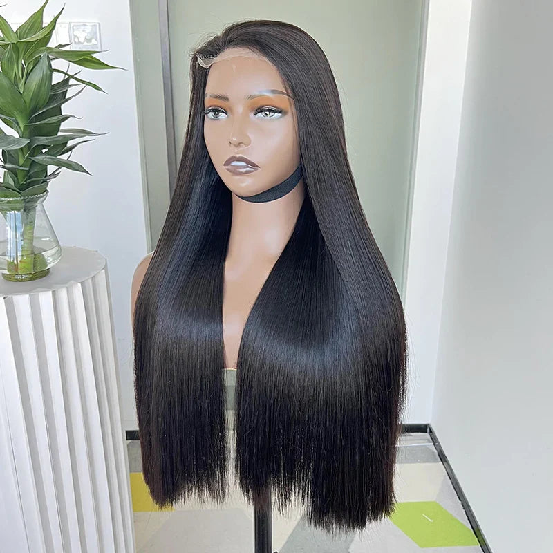 250% Density HD Lace Frontal Wig | Super Double Drawn Straight Virgin Human Hair | Natural Black Luxegan