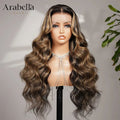 Arabella Hair Body Wave 13x6 Lace Frontal Human Hair Wigs Highlight Brown Color Glueless Wigs 6x5 Lace Closure 100% Human Hair Dropshipman