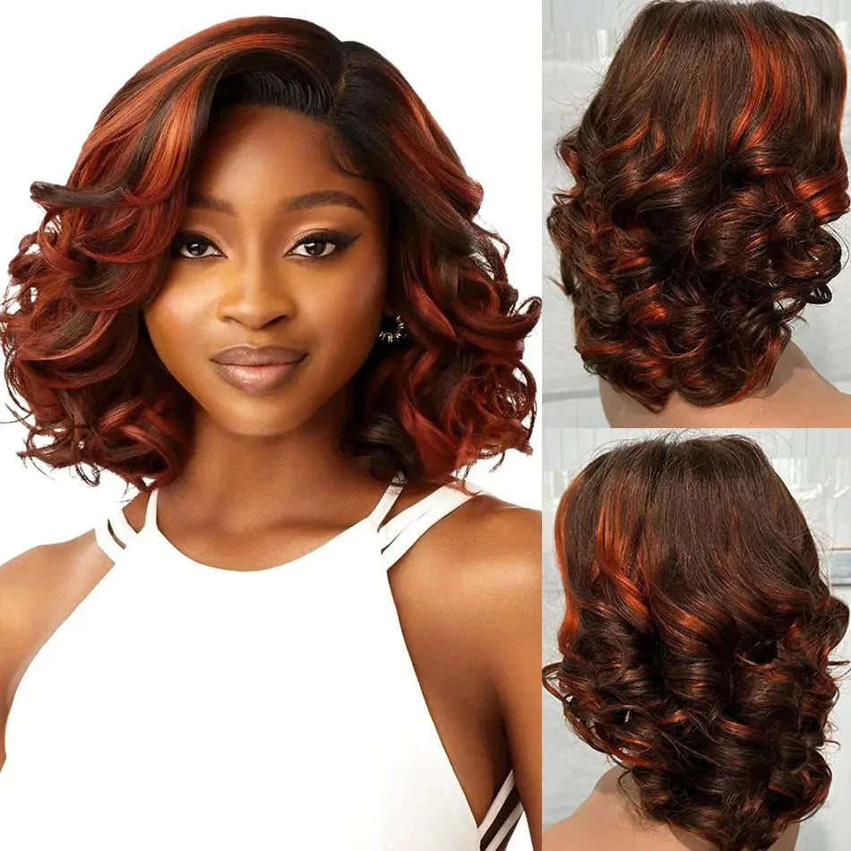 100% Human Hair | Highlight | Vietnamese | Bob | Bouncy | Loose | Curly | HD Lace Closure | Glueless Wigs | Human Hair | Ready To Wear Luxegan