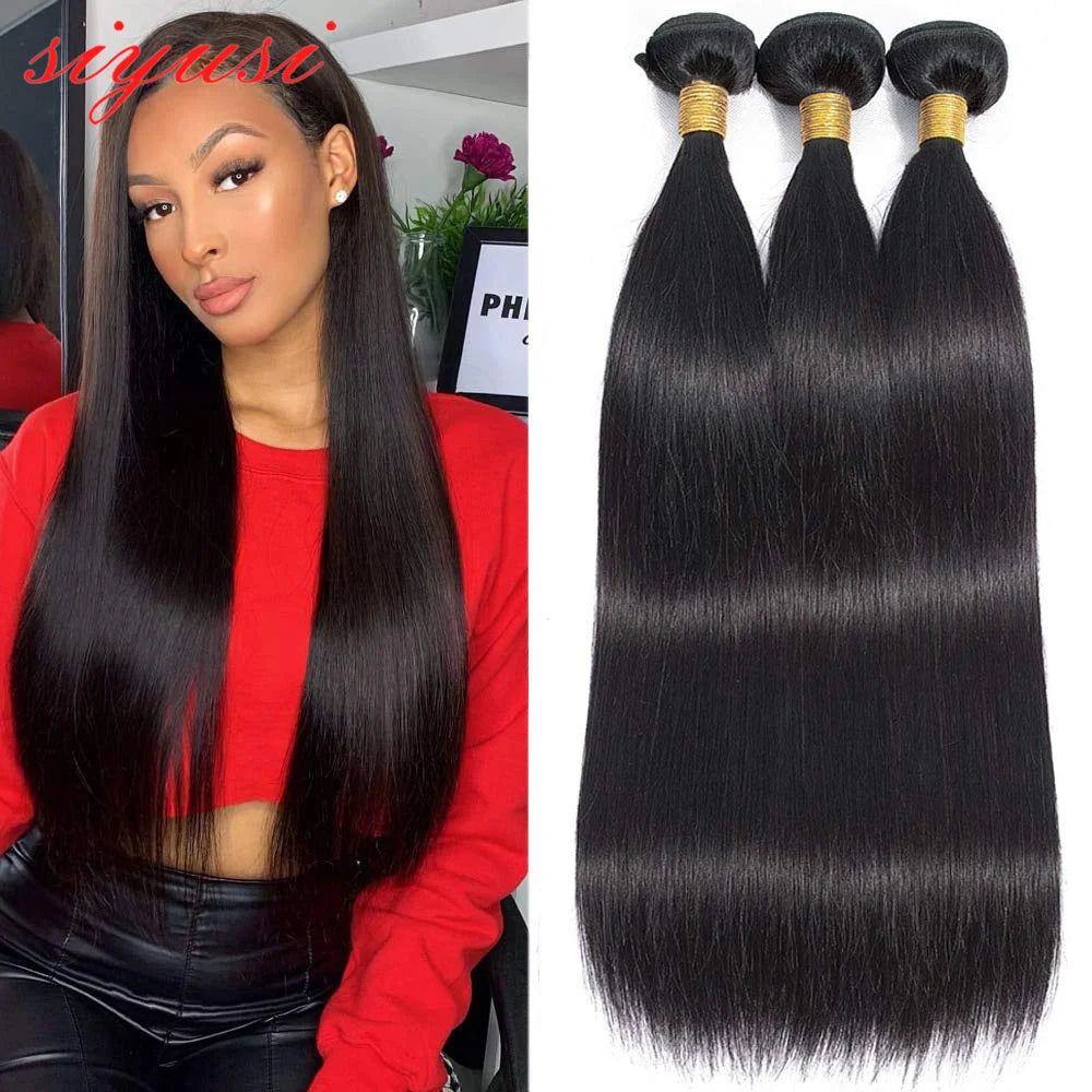 Brazilian Straight Hair Bundles 1/3/4 Pcs 100% Unprocessed Human Hair Straight Bundles Human Hair Extensions For Black Women The Hair Plug