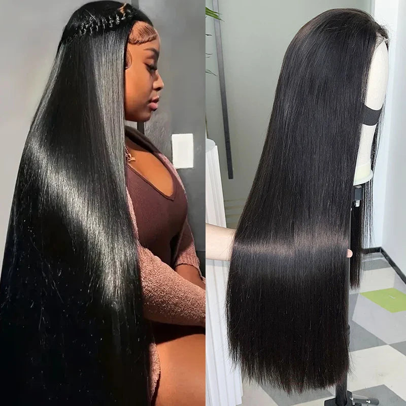 250% Density HD Lace Frontal Wig | Super Double Drawn Straight Virgin Human Hair | Natural Black Luxegan