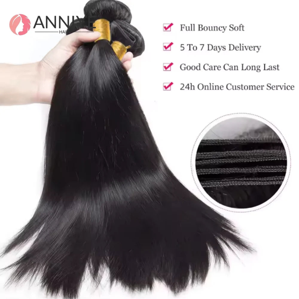 Straight Bundles Human Hair Brazilian Human Hair Bundles Remy Extensions 1/3/4 Bundle Raw Hair Extensions Wholesale Long Hair The Hair Plug