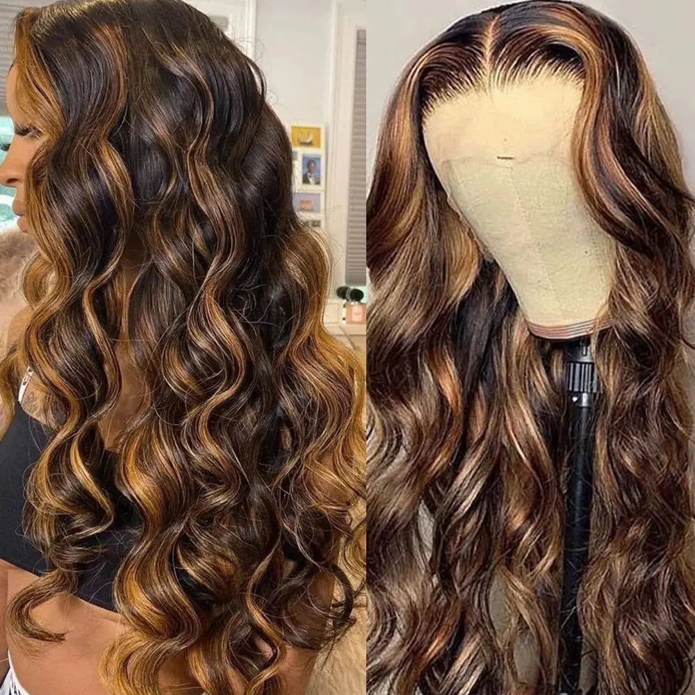 Body Wave Highlight Wig 100% Human Hair Wigs 13x6 HD Lace Frontal Wig Honey Blonde 13x4 HD Lace Front Human Hair Wigs For Women Sunya Hair Store