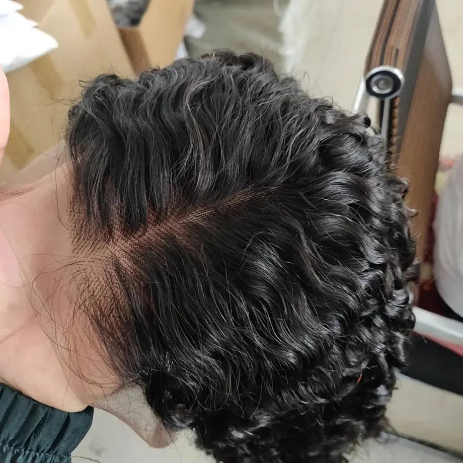 Short Curly Bob Lace Front Human Hair Wigs PrePluck With Baby Hair Brazilian Deep Wave Frontal Wig For Women Water Wave Lace Wig ISHINE Official Store