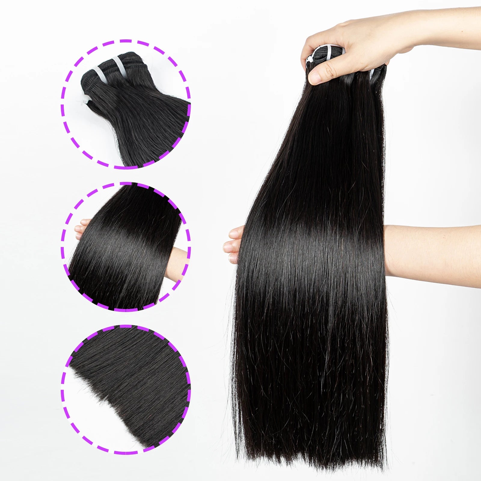 16A Raw Human Hair Bundles Bone Straight Double Drawn Unprocessed Virgin Vietnamese Hair Bundle Extensions Ombre Natural Color The Hair Plug