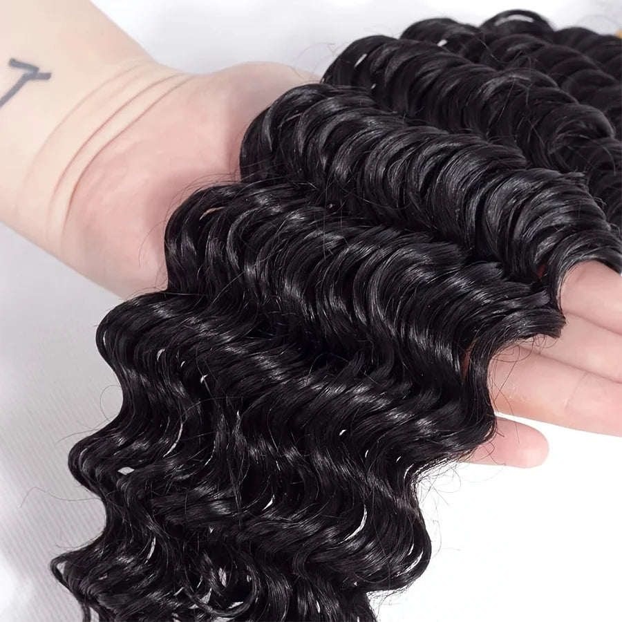 Curly Human Hair Bundles Human Hair Quality Deep Wave Raw Weaving Bundles Water Wave Double Drawn Oringinal Hair Extensions The Hair Plug