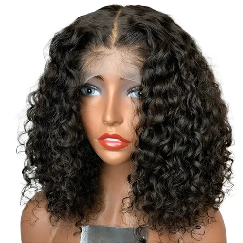 180% Density Deep Wave Bob Wig | Transparent Lace Front Human Hair Luxegan