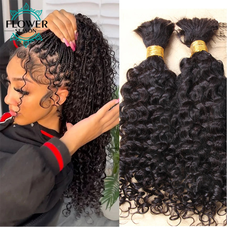 Bulk Human Hair For Braiding Wholesale Burmese Boho Braids Human Hair Extensions No Weft Double Drawn Curly Hair Bulk 3Bundles The Hair Plug