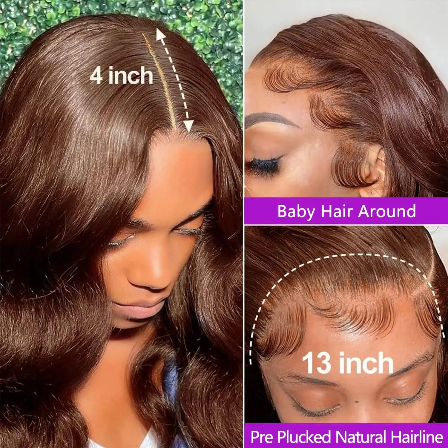 Chocolate Brown Body Wave Lace Front Wig Human Hair Pre-Plucked Brazilian Virgin Hair Bleached Knots HD Lace Frontal Wig Luxegan
