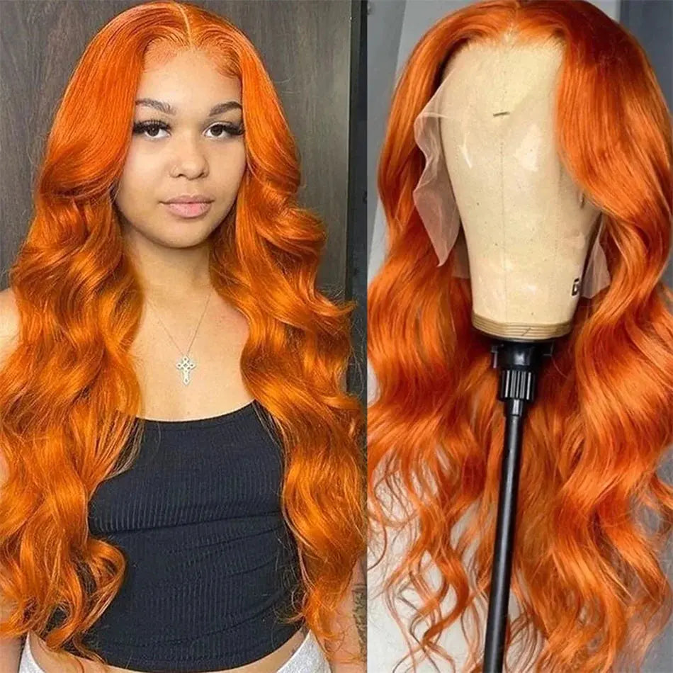 HD 13X6 Orange Ginger Lace Front Wig 100% Human Hair 13x4 Body Wave Lace Frontal Wig Pre Plucked Colored Human Hair Wig On Sale ULilly Hair Store