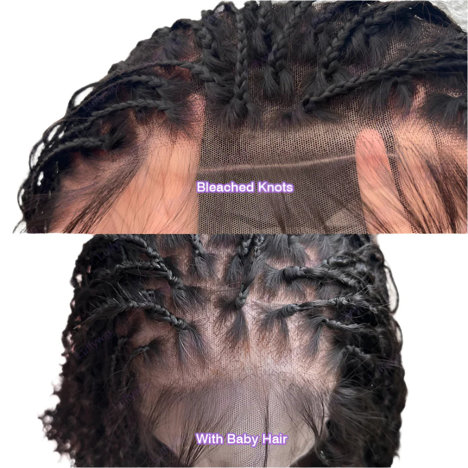 26"+ Boho Knotless Braids Ponytail Wig | HD Full Lace | Human Hair | 300% Density | Baby Hair Luxegan