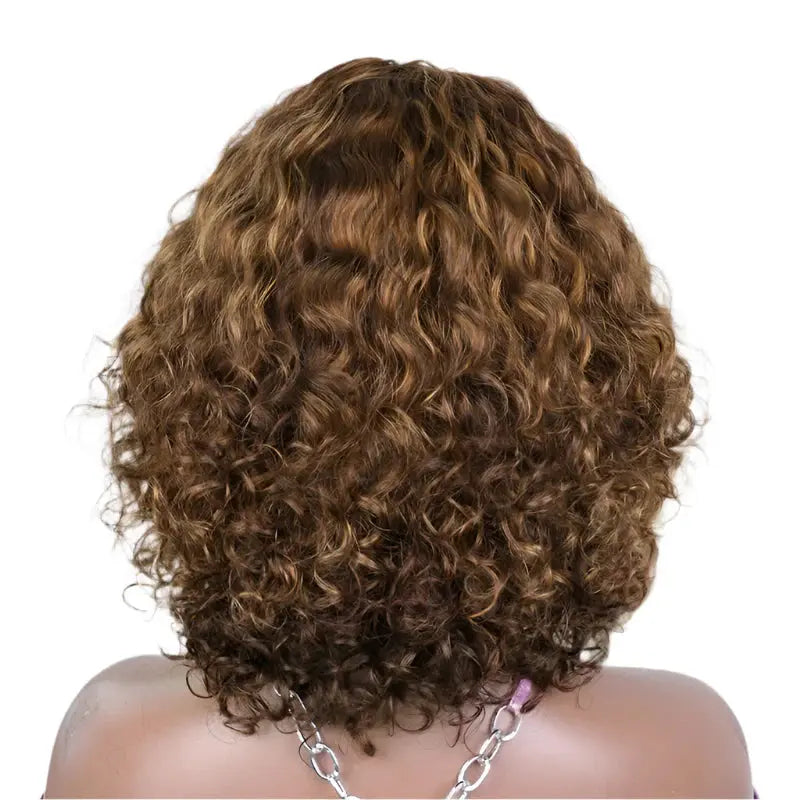 Rebecca Highlight Kinky Jerry Curly Wig | 200% Density Human Hair with Bangs Luxegan