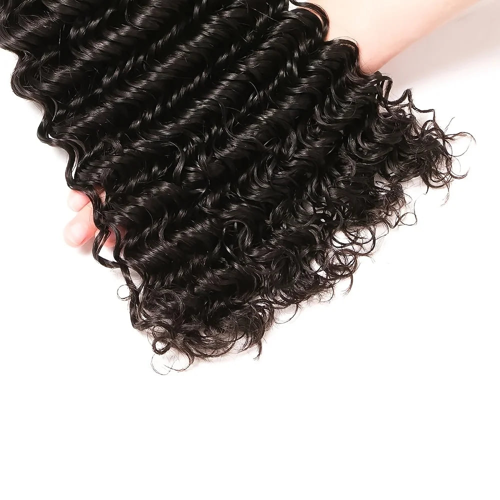 Curly Human Hair Bundles Human Hair Quality Deep Wave Raw Weaving Bundles Water Wave Double Drawn Oringinal Hair Extensions The Hair Plug