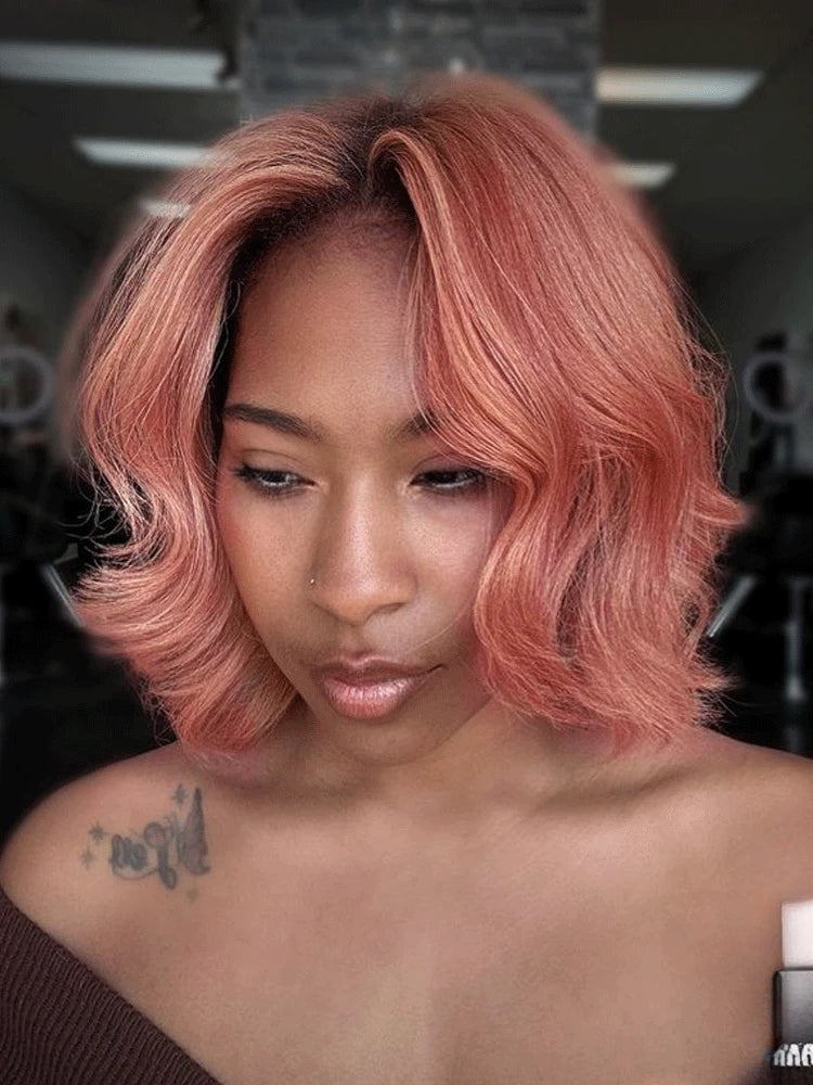 Honey Blonde Wavy Lace Front Wig with Shadow Roots | HD Lace Human Hair Wig | Multi-Parting Luxegan