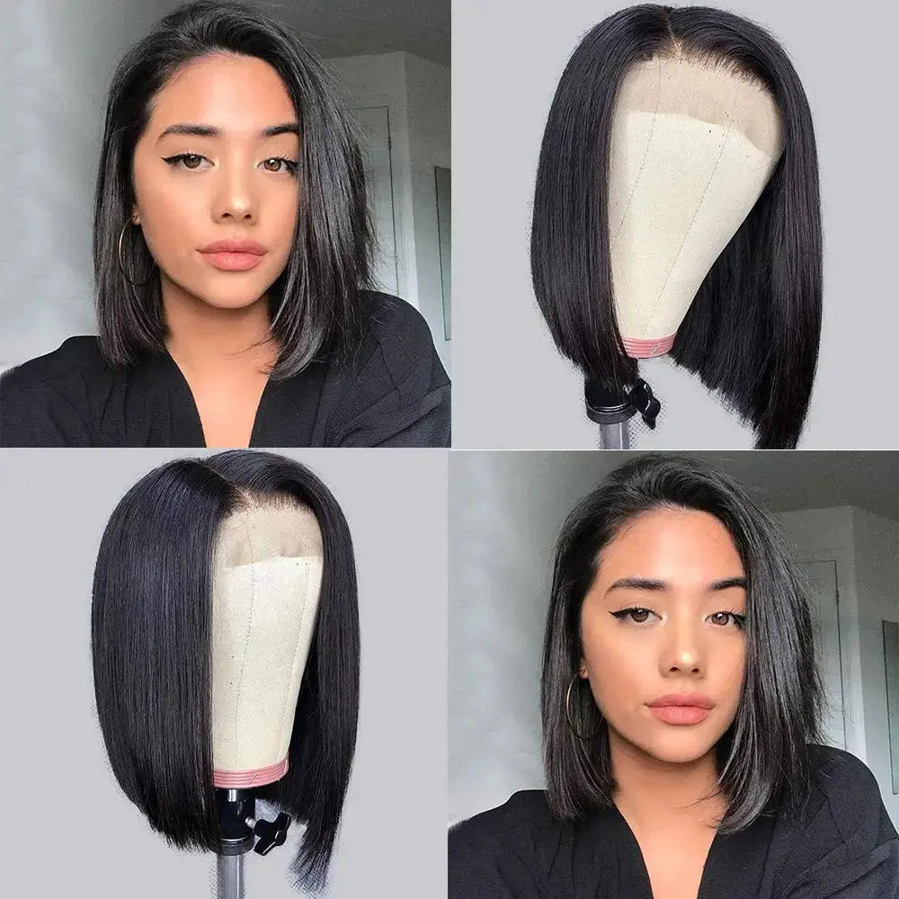 Short Bob Wig Straight 13x4 Lace Front Wig Human Hair Wigs Pre Plucked Front Wig Brazilian Lace Wigs DQ THE LUXURY INTEGRATION Official Store