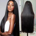 250% Density HD Lace Frontal Wig | Super Double Drawn Straight Virgin Human Hair | Natural Black Luxegan